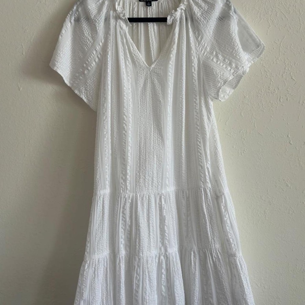 J.Crew cottage peasant white cotton ruffle romantic midi dress